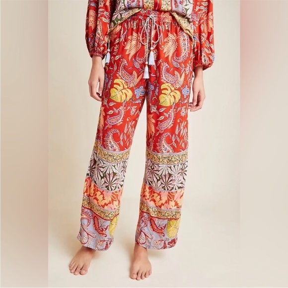 Anthropologie Sonrisa Paisley Pants Red Size XS - Picture 1 of 9